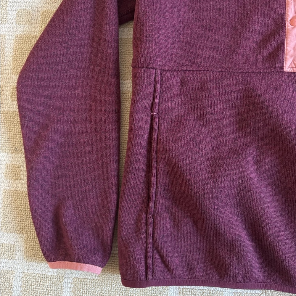 L.L. Bean Fleece Lined Hooded Sweater Outdoor Winter Layer Plum Wine Pink Small - Picture 4 of 9